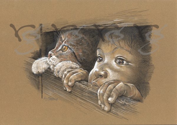 Boy and cat